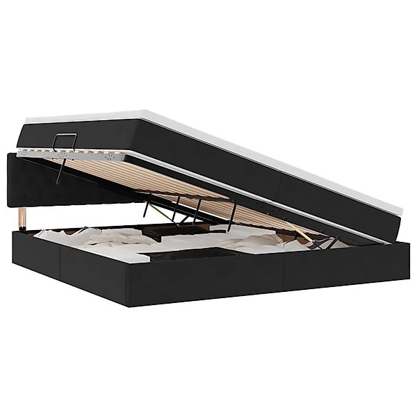vidaXL Stauraumbett mit Matratze Schwarz 200 x 200 cm Samt 3370841 günstig online kaufen