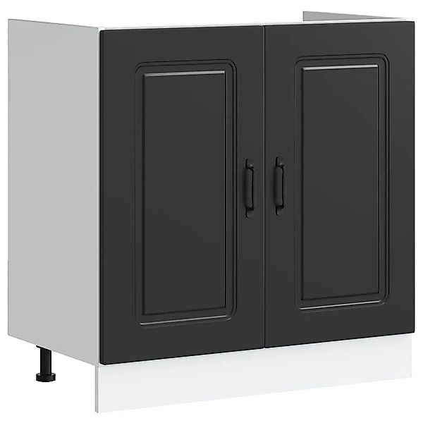 vidaXL Spülenunterschrank Kalmar Schwarz 80x46x81,5 cm Holzwerkstoff 853448 günstig online kaufen