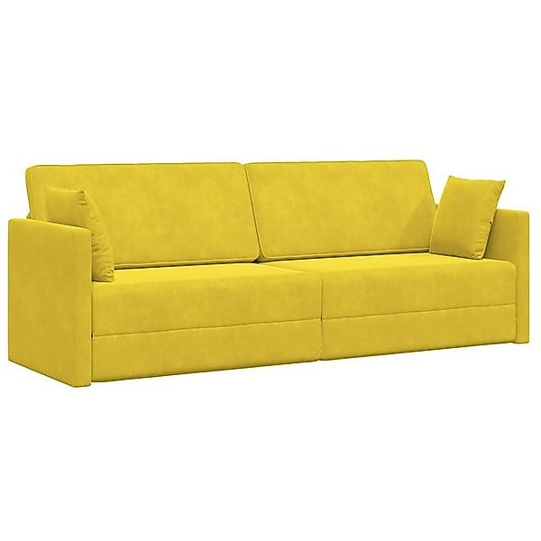vidaXL Sofa Boden-Sofabett 2-in-1 Gelb 213x144x60 cm Velvet, 1 Teile günstig online kaufen