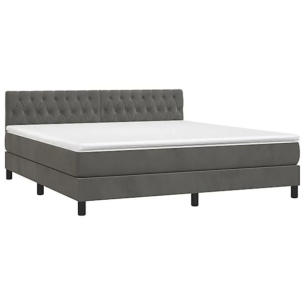 vidaXL Boxspringbett mit Matratze & LED Dunkelgrau 160x200 cm Samt 3134592 günstig online kaufen