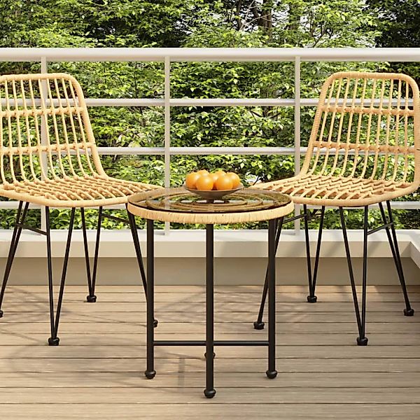 vidaXL Gartentisch Esstisch Ø50 cm Hartglas günstig online kaufen