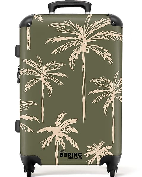 NoBoringSuitcases.com© Hartschalen-Trolley Grün mit beigem Palmenaufdruck günstig online kaufen