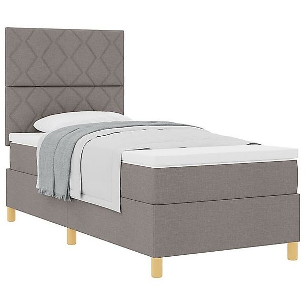 vidaXL Bett Boxspringbett mit Matratze Taupe 90x200 cm Stoff (1-tlg) günstig online kaufen