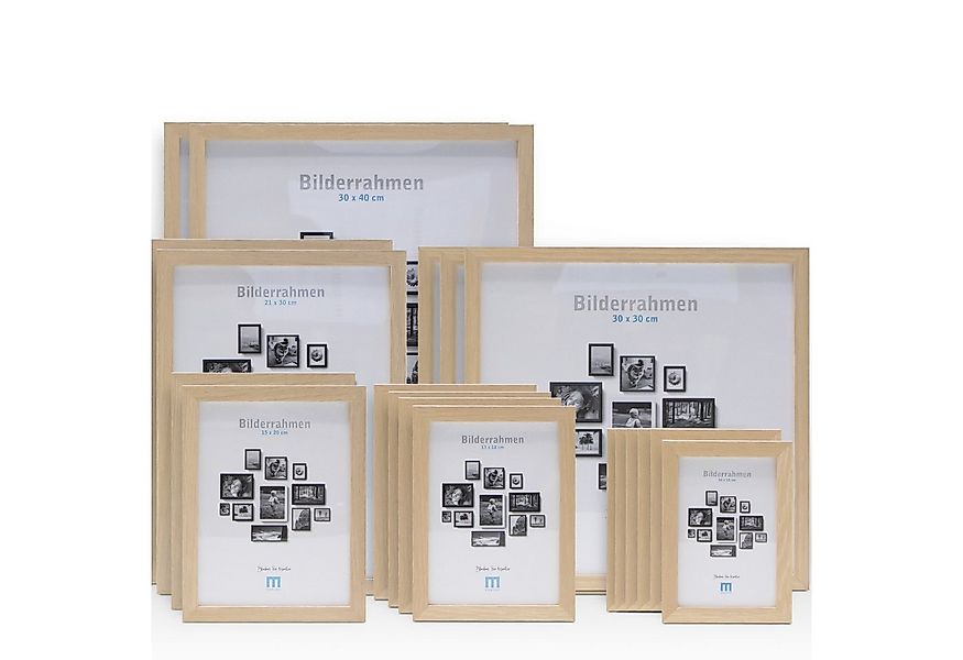 M MERCEO Bilderrahmen, 17-tlg. Bilderrahmen-Set Natur (10x15cm bis 30x40cm) günstig online kaufen