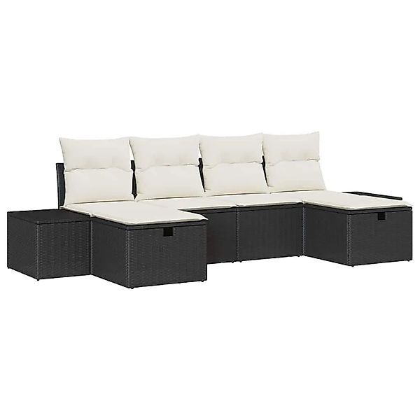 vidaXL Gartensofa-set mit Kissen mit Speicher 6-Tlg Poly-Rattan 3360748 günstig online kaufen