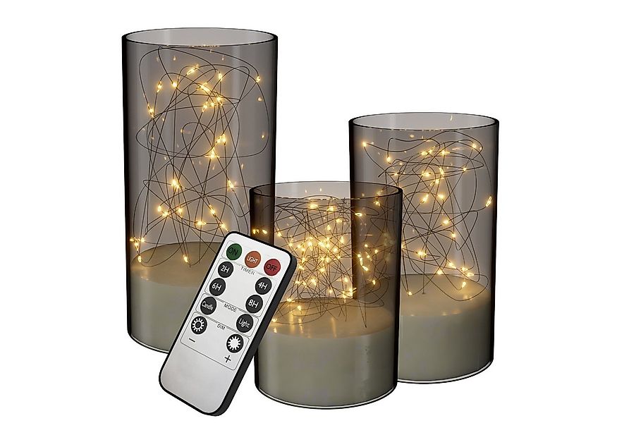 FIVMEN LED-Kerze 3 Stück LED Kerzen Flackernde mit Eingelassener Lichterket günstig online kaufen