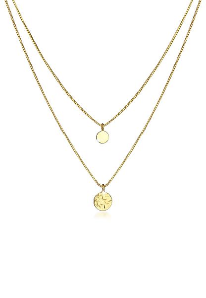 Elli Gliederkette 2-lagig Layer Coin Plättchen günstig online kaufen