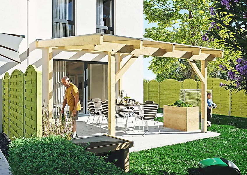 KONIFERA Terrassendach "Capella", Bausatz aus naturbel. Leimholz mit lichtd günstig online kaufen