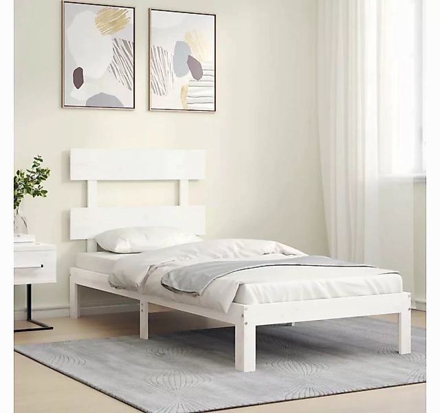 vidaXL Bett Massivholzbett ohne Matratze Weiß 90x200 cm Kiefernholz günstig online kaufen