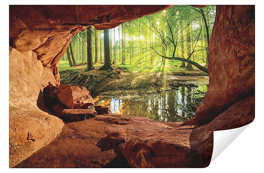 Wallarena Fototapete 3D EFFEKT Wald Höhle Sonne Grotte Panorama Wohnzimmer günstig online kaufen