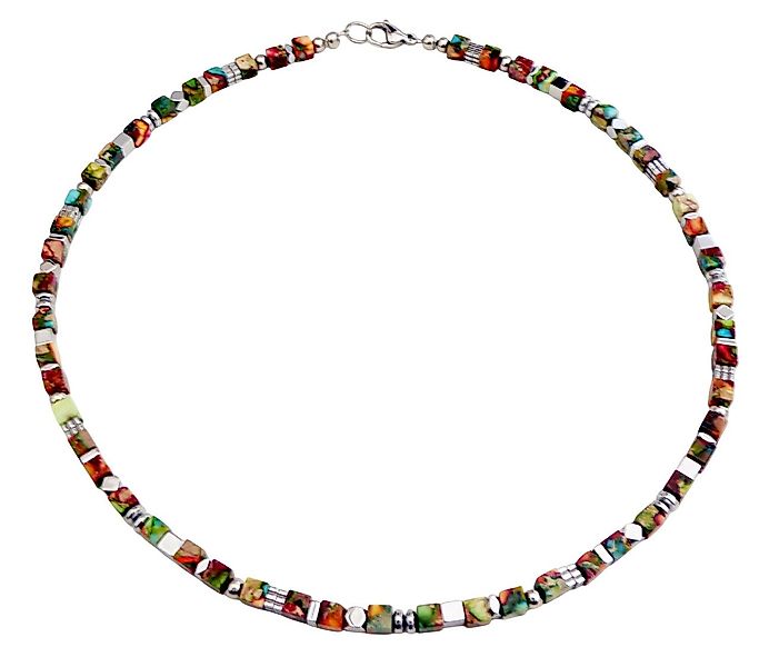 traumschmuck Collier 410p Halskette Würfel Cube Edelstein Sediment Jaspis b günstig online kaufen