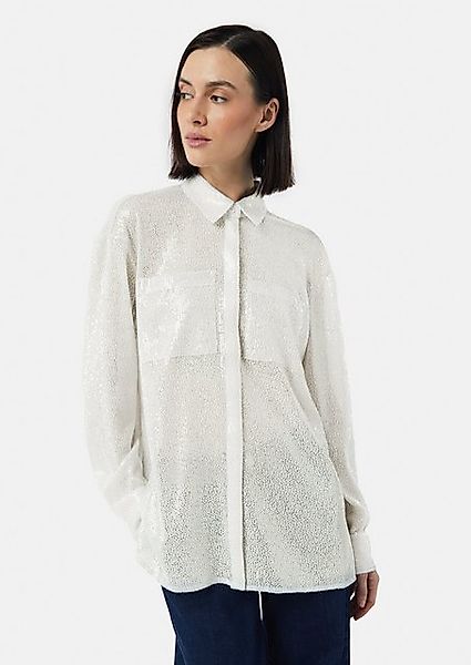 Comma Langarmbluse Festive Oversize-Hemdbluse mit Pailletten Pailletten günstig online kaufen