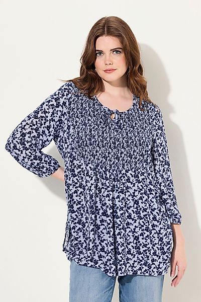 Ulla Popken Tunika Smokbluse Blüten A-Linie günstig online kaufen