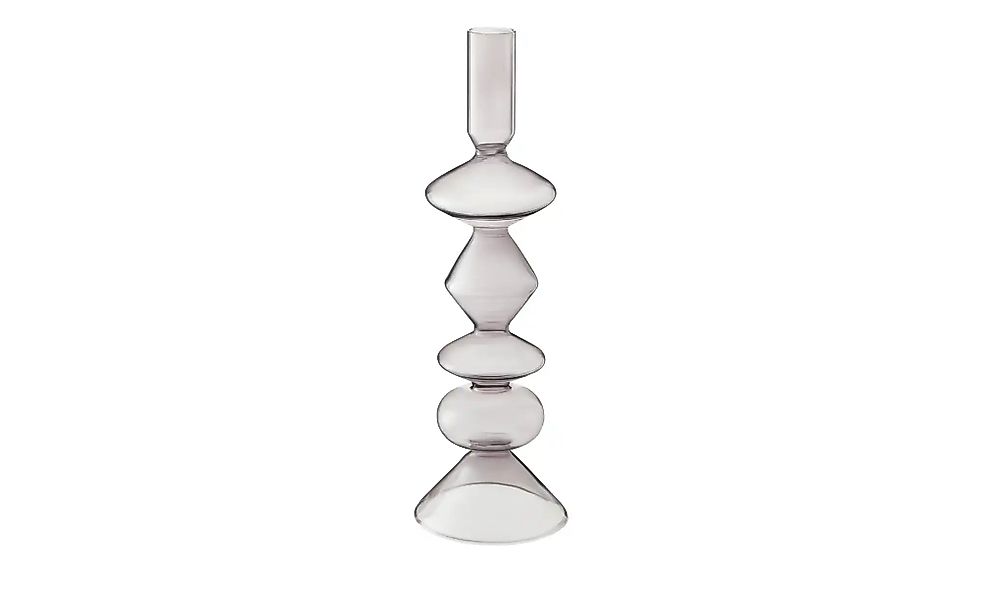 HOME STORY Kerzenhalter   ¦ grau ¦ Glas ¦ Maße (cm): H: 26,5  Ø: 8.5 Access günstig online kaufen
