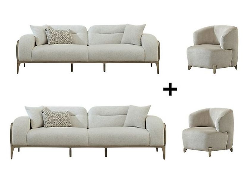 BENEDO MÖBEL Polstergarnitur Nora Sofa Set Handarbeit Massivholz Hochwertig günstig online kaufen