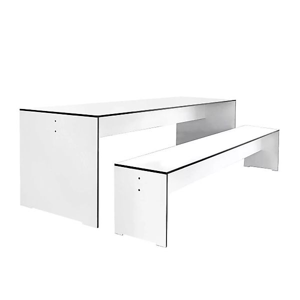 Conmoto - Riva Set 180 1 Tisch + 1 Bank - weiß/Laminat/1x Bank 176x35x44cm günstig online kaufen
