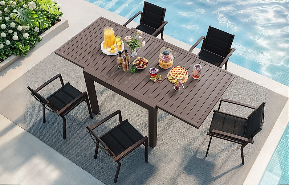 HOMALL Gartentisch Gartenanbautisch 80/160 cm,ausziehbarer Aluminiumtisch günstig online kaufen