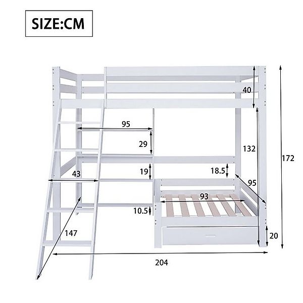 Ulife Etagenbett mit Regalen und Sofa,Holzbett Kinderbett Bettrahmen, mit f günstig online kaufen