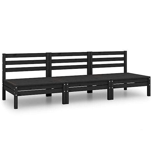 3-tlg. Garten-lounge-set Schwarz Massivholz Kiefer günstig online kaufen