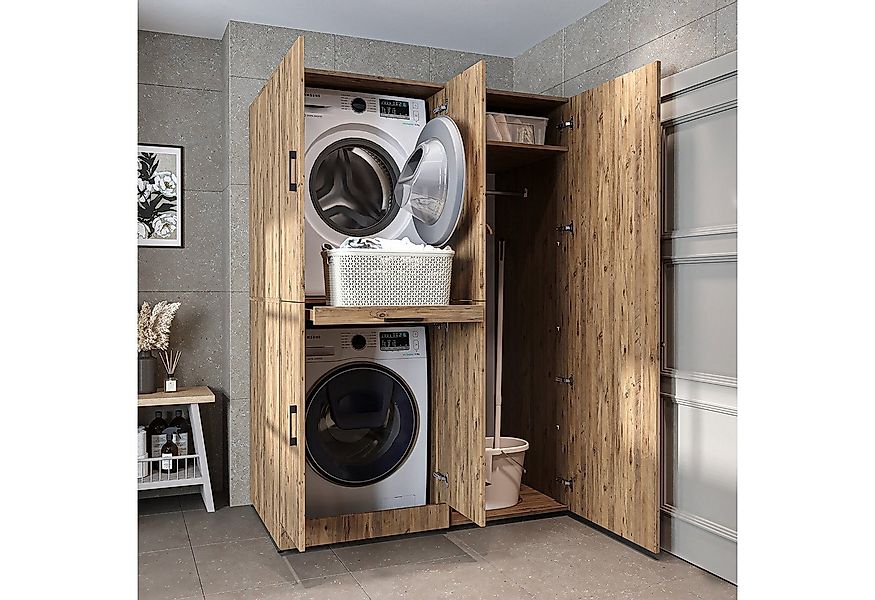 Roomart Waschmaschinenumbauschrank Waschmaschinenschrank DORA 130 cm mit Tr günstig online kaufen