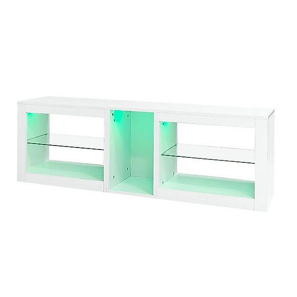 Gotagee TV-Schrank Weiß TV-Ständer Sideboard Vitrine LED Schließfächer Wohn günstig online kaufen