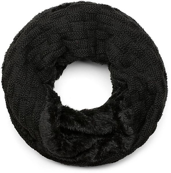 styleBREAKER Strickschal Feinstrick Loop mit Flecht Muster und Teddyfleece, günstig online kaufen