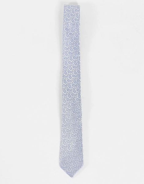 Topman – Krawatte mit Paisleymuster in Silber und Blau günstig online kaufen
