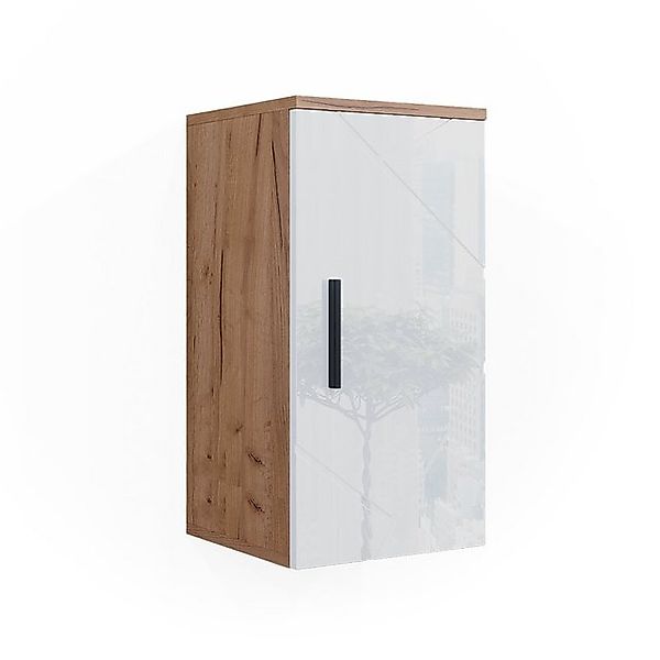 Vicco Badschrank Irma Weiß Hochglanz/Goldkraft Eiche 30 x 59 cm mit Regal günstig online kaufen