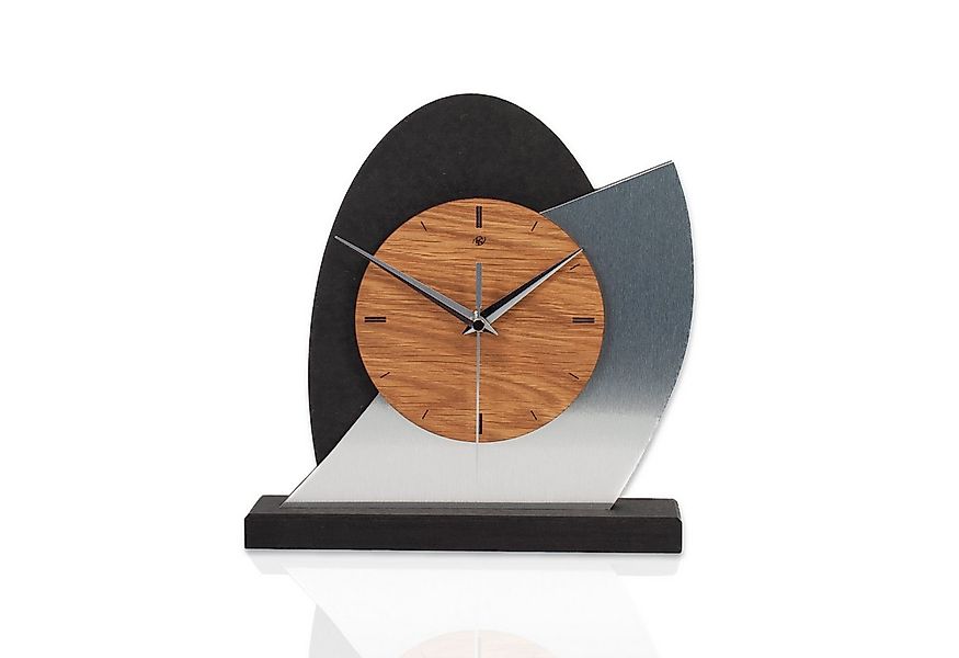 Kreative Feder Standuhr Designer-Standuhr „Silver Dome“ aus Holz, Tischuhr günstig online kaufen