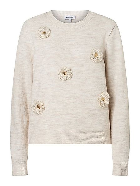 MORE&MORE Rundhalspullover süßer, melierter Kuschelpullover, Blüten günstig online kaufen