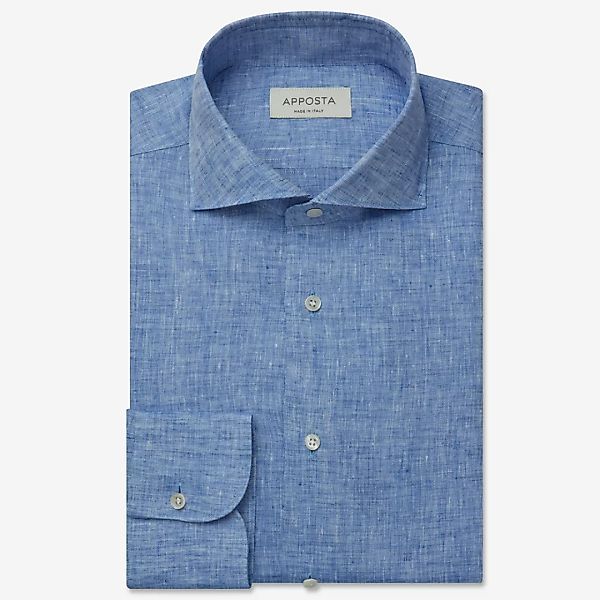 Hemd  einfarbig  hellblau leinen leinwandbindung leinen aus der normandie, günstig online kaufen