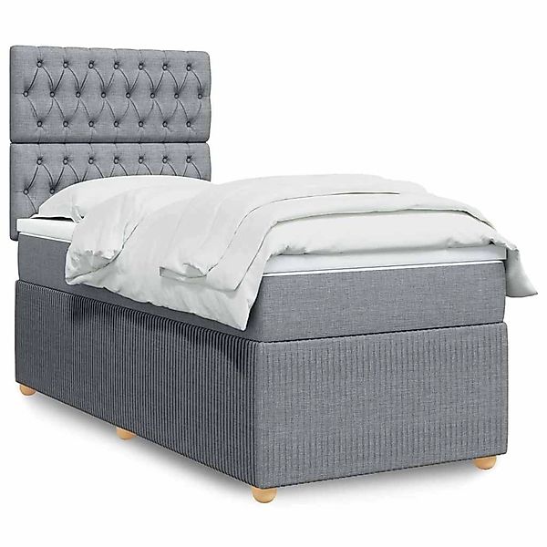 vidaXL Boxspringbett mit Matratze Hellgrau 100x200 cm Stoff 3294274 günstig online kaufen