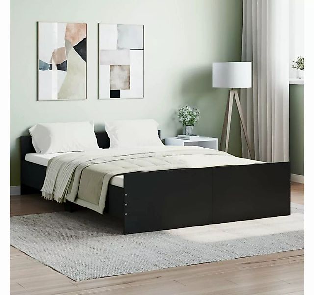 furnicato Bett Bettgestell mit Kopf- und Fußteil Schwarz 135x190 cm günstig online kaufen