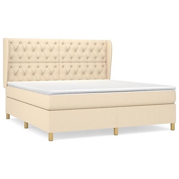 vidaXL Boxspringbett, Boxbett mit Matratze Creme 160x200 cm Stoff günstig online kaufen