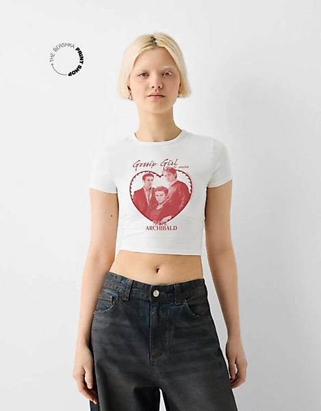 Bershka T-Shirt Gossip Girl Mit Kurzen Ärmeln Damen M Grbrochenes Weiss günstig online kaufen
