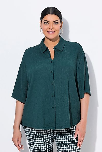 Ulla Popken Hemdbluse Bluse Struktur Hemdkragen günstig online kaufen
