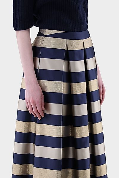 Midirock mit goldenem Jacquard-Streifen günstig online kaufen