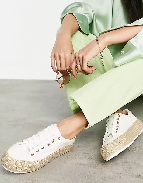 Glamorous – Espadrilles-Sneaker aus weißem Leinen günstig online kaufen