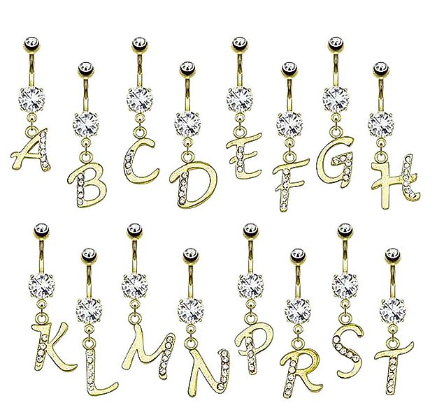 Taffstyle Bauchnabelpiercing Banane Stecker vergoldet Kristall Buchstabe An günstig online kaufen