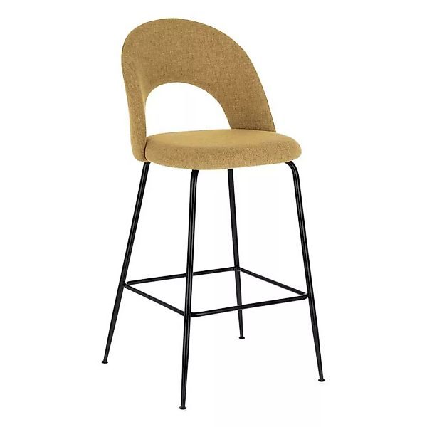 Bar Sitzhocker mit Rückenlehne Gelb Stoff (4er Set) günstig online kaufen