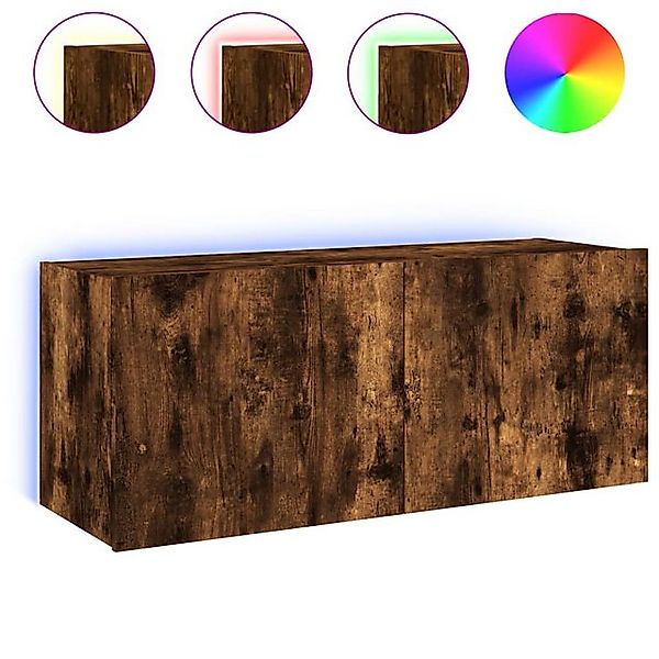 vidaXL TV-Schrank TV-Wandschrank mit LED-Leuchten Räuchereiche 100x35x41 cm günstig online kaufen