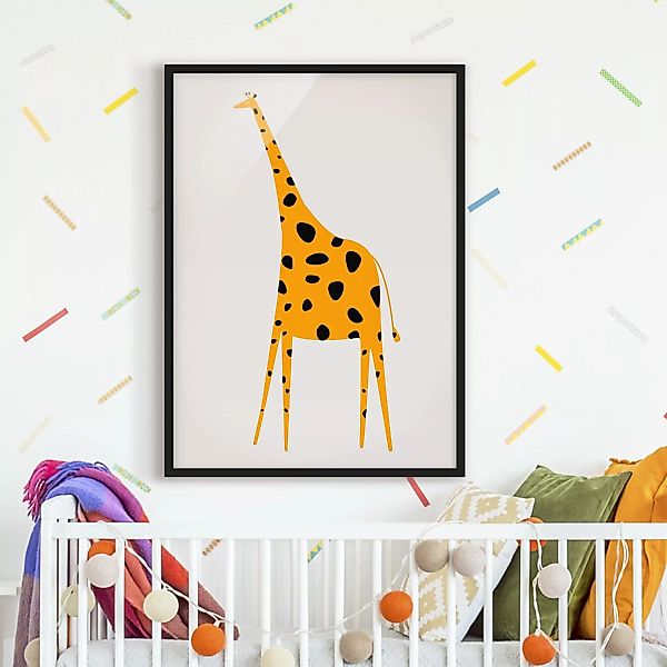 Bild mit Rahmen Gelbe Giraffe günstig online kaufen