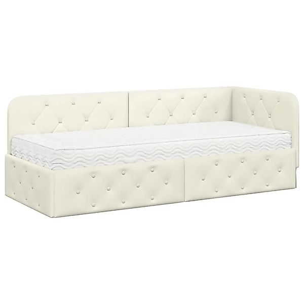 vidaXL Eckbettgestell mit Matratze mit Kopfteil Creme 80 x 200 cm Samt 3394 günstig online kaufen
