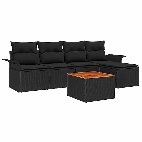 vidaXL Garten-Sofa-Set 6-Tlg Schwarz Poly Rattan 3347317 günstig online kaufen