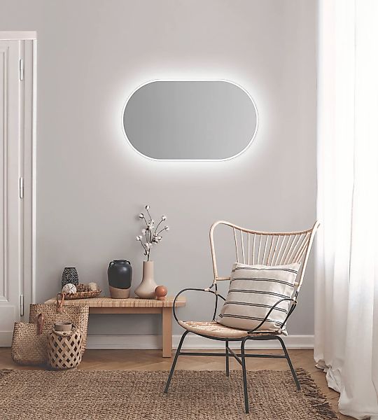Talos Dekospiegel "LED Design Spiegel oval weiß, 45x75 cm" LED Beleuchtung günstig online kaufen