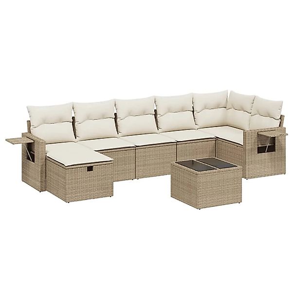 vidaXL 8-Tlg Garten-Sofagarnitur mit Kissen Beige Poly Rattan 3263824 günstig online kaufen