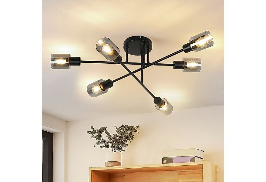 Nettlife Deckenstrahler Vintage Schwarz Glas E14 Retro Deckenleuchte Schwen günstig online kaufen