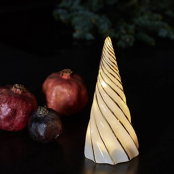 LED-Dekofigur Vilma, weiß/gold, Höhe 19 cm, Glas, Batterie günstig online kaufen