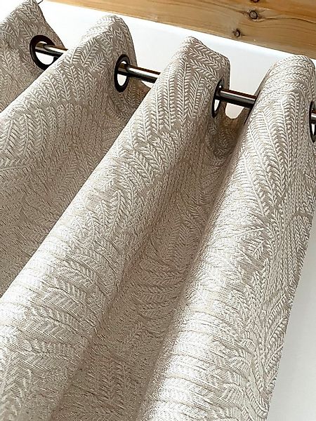 novumfix Vorhang Ösenvorhang beige dezent gemustert blickdicht 140x260cm(Bx günstig online kaufen