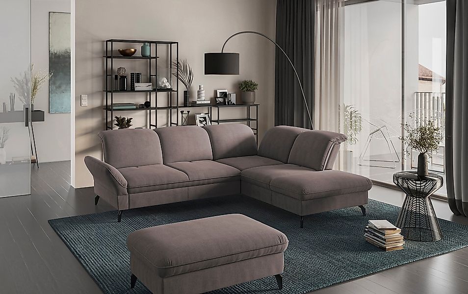 sit&more Ecksofa "Leandro L-Form" Wahlweise mit Bett-, Kopfteil - und Armle günstig online kaufen